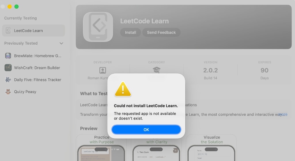 Error App Not Available